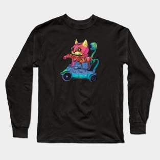 Robot Cat Driver Long Sleeve T-Shirt